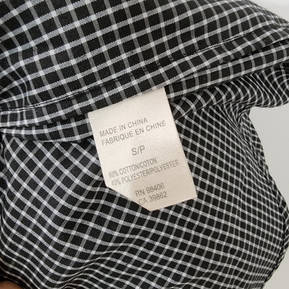 Theory black and white plaid long sleeve button down men's shirt, size S - Picture 4 of 4
